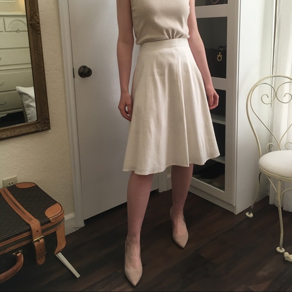 Antonio Melani Linen Blend A Line White Skirt - Picture 1 of 8